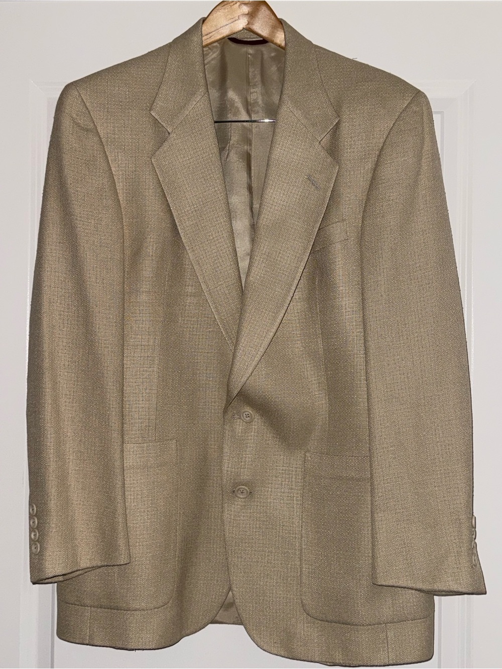 Hart Schaffner & Marx 100% silk blazer Classic Hopsack Beige Sport Coat Mens 42S